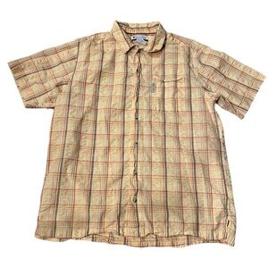 Columbia Mens Plaid yellow button down shirt size medium